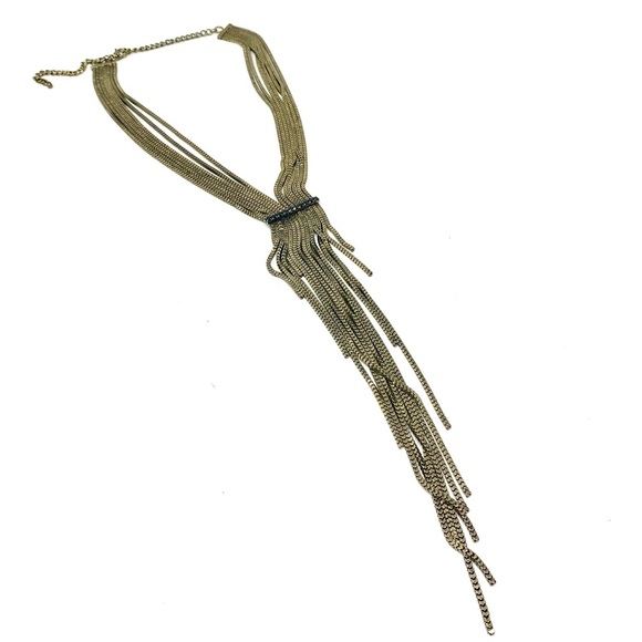 New Free People Gold Waterfall Tiered Draping Necklace - Picture 3 of 4